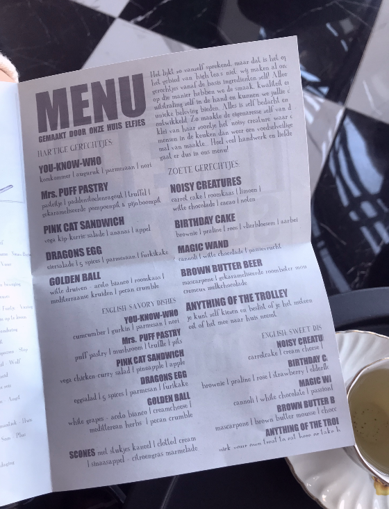 harry potter high tea menu